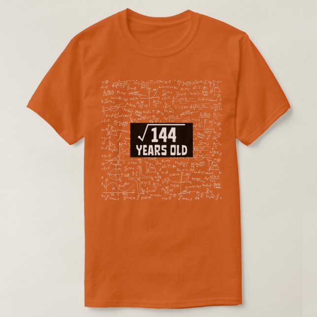 Camiseta Raiz Quadrada De Matemática De 144 12, 12 Anos (Frente do Design)