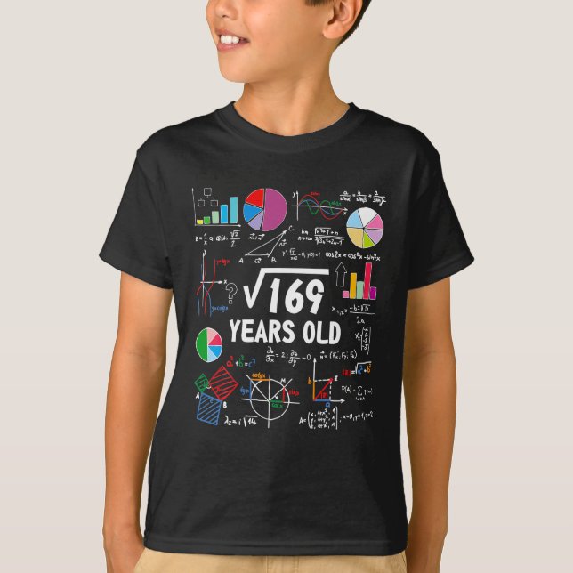 Camiseta Raiz Quadrada De Matemática De 169 13, 13 Anos (Frente)