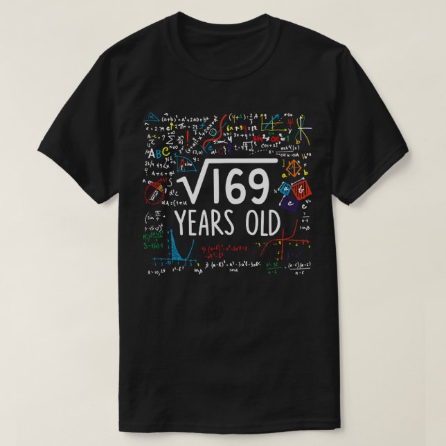 Camiseta Raiz Quadrada De Matemática De 169 13, 13 Anos (Frente do Design)