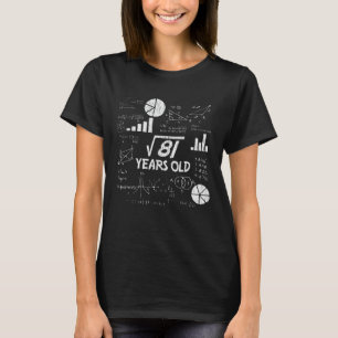 Camiseta Raiz Quadrada de Nono Aniversário de 81 - 9 Anos