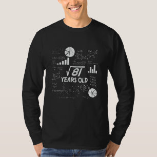 Camiseta Raiz Quadrada de Nono Aniversário de 81 - 9 Anos