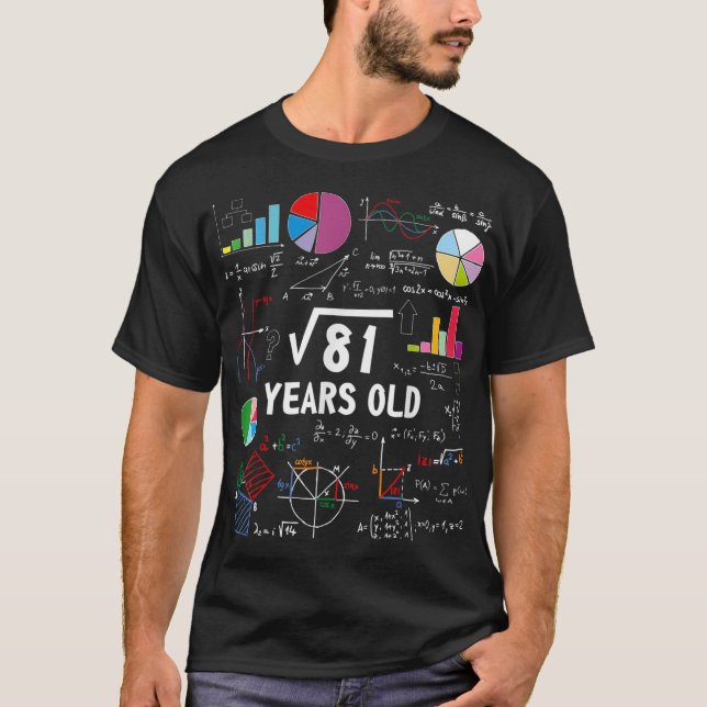 Camiseta Raiz Quadrada Do 81 9º Aniversário, 9 Anos de Idad (Frente)