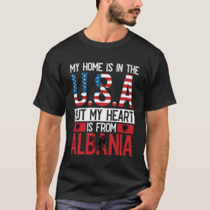 Camiseta Raízes Albanesas Bandeira Americana Herança Albâni