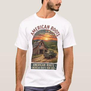 Camiseta Raízes Americanas Profundas Caminhonete de Baú do