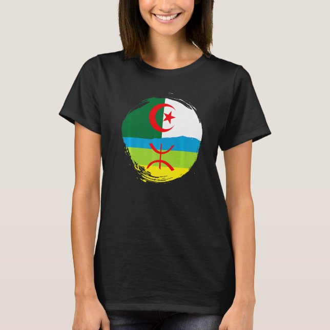 Camiseta Raízes argelinas Metade da Amazigh Sinalizador Ort (Frente)