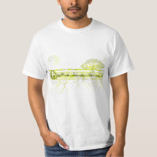 Camiseta Raízes Brancas Puras Sobre Verde