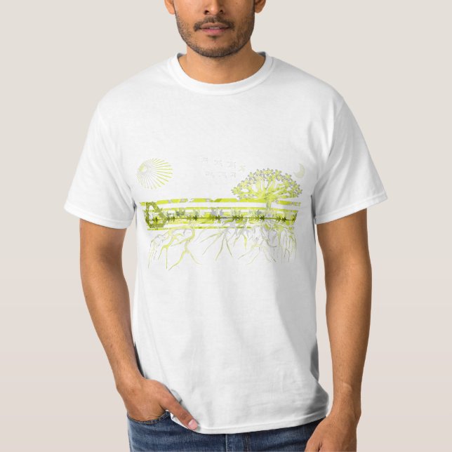 Camiseta Raízes Brancas Puras Sobre Verde (Frente)