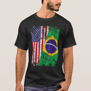 Camiseta RAÍZES BRASILEIRAS Meia Bandeira Americana BRASIL