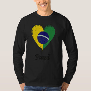 Camiseta Raízes Brasileiras Vintage Coração Bandeira do Bra