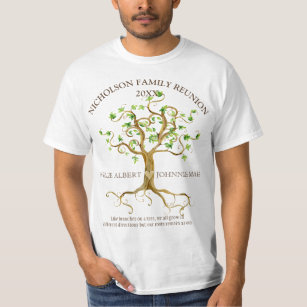 Camiseta Raízes da Árvore de Rodagem Nomes de Reunião da Fa
