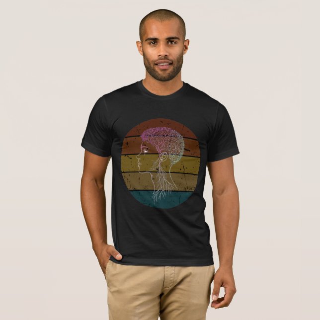 Camiseta Raízes da Mente – Gráfico Abstrato da Natureza Hum (Frente Completa)