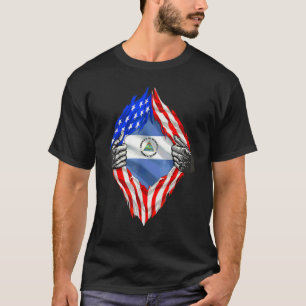 Camiseta Raízes da Nicarágua Bandeira dos EUA Patriótico He
