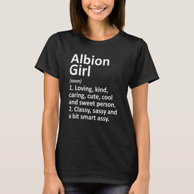 Camiseta Raízes De Albion Girl Mi Michigan Funny City (Frente)