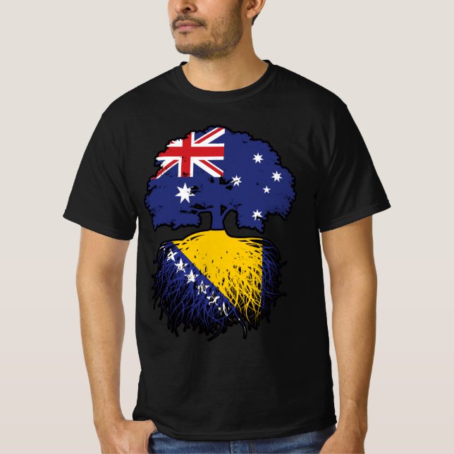 Camiseta Raízes de Árvore Australiana da Bósnia e da Austrá (Frente)