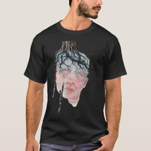 Camiseta raízes de árvore com cabeça pingando, peixe e home