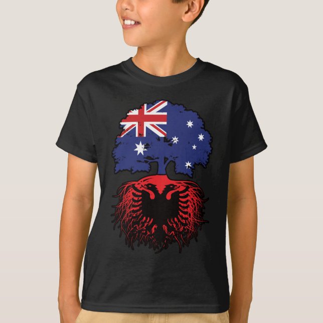 Camiseta Raízes de Árvore da Austrália Albanesa e Australia (Frente)
