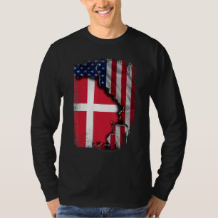 Camiseta Raízes Dinamarquesas Meia Bandeira Americana Patri
