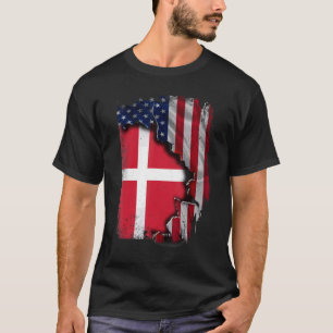 Camiseta Raízes Dinamarquesas Meia Bandeira Americana Patri