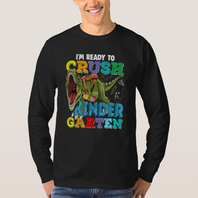 Camiseta Raízes Do Jardim De Infância Dinossauro Rex De Vol (Frente)