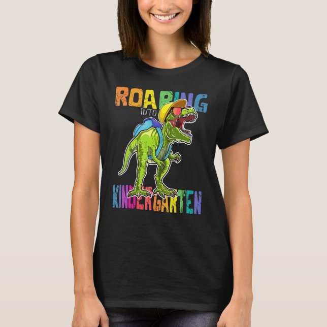 Camiseta Raízes Do Jardim De Infância Dinossauro Rex De Vol (Frente)