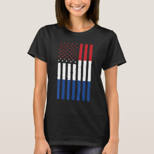 Camiseta Raízes dos Países Baixos Bandeira dos EUA Metade H