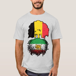 Camiseta Raízes Iranianas Crescidas na Bélgica Leão e Sol