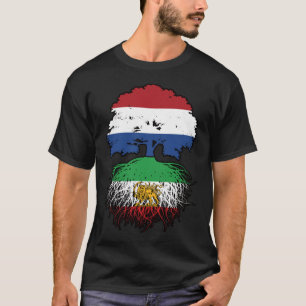 Camiseta Raízes iranianas cultivadas na Holanda Leão e Sol