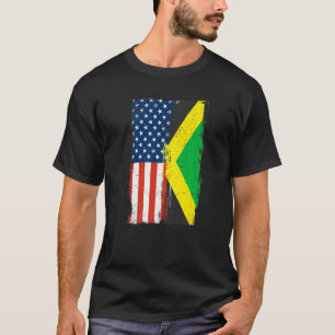 Camiseta Raízes Jamaicanas Bandeira Dos EUA Herança Metade