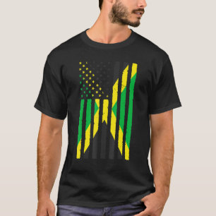 Camiseta Raízes Jamaicanas Bandeira Dos EUA Herança Metade