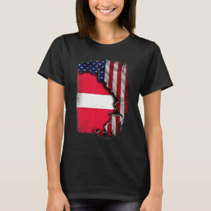 Camiseta Raízes Letãs Meia Bandeira Americana Patriótica