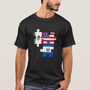 Camiseta Raízes mexicana e salvadorenha mais a bandeira dos