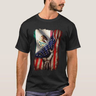 Camiseta Raízes Mexicanas Bandeira Mexicano-Americana Méxic