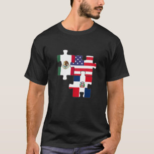 Camiseta Raízes Mexicanas E Dominicanas Mais Bandeira Dos E