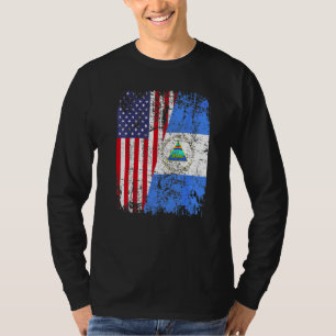 Camiseta RAÍZES NICARAGUENSES Meia Bandeira Americana EUA N