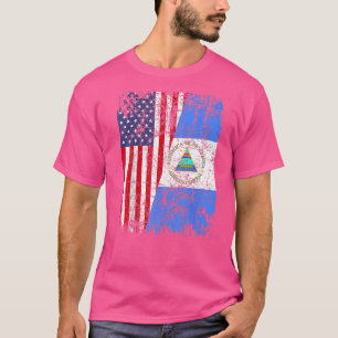 Camiseta RAÍZES NICARAGUENSES Meia Bandeira Americana EUA N