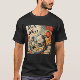 Camiseta Raízes & Ondas Gato Projeto de Colagem AAPI