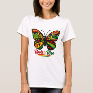 Camiseta Raízes para Subir Borboleta História Negra Afrocen