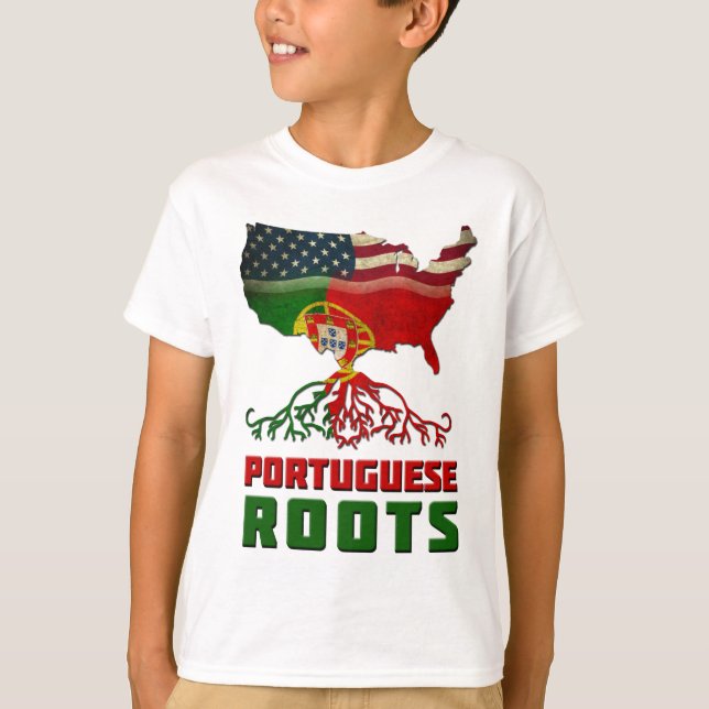 Camiseta Raizes portuguesas americanas (Frente)