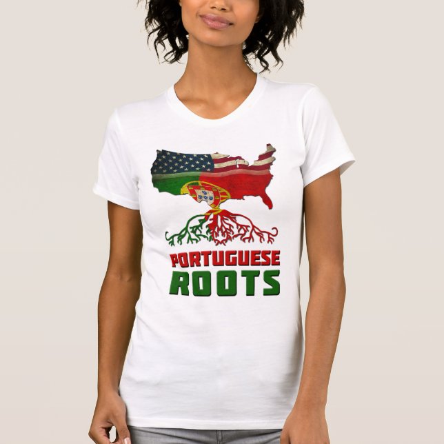 Camiseta Raizes portuguesas americanas (Frente)