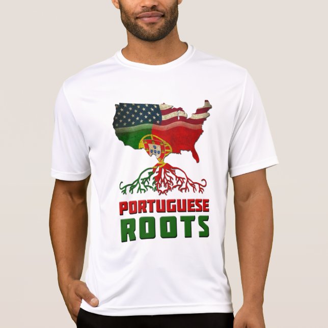 Camiseta Raízes Portuguesas USA Patrimônio Bandeira (Frente)