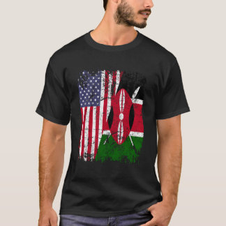 Camiseta Raízes Quenianas Metade Bandeira Americana Quênia