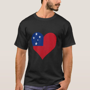 Camiseta Raízes Samoanas Coração Bandeira Samoana Samoa Org