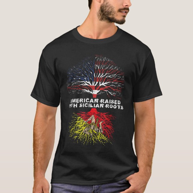 Camiseta Raízes sicilianas Raízes Americanas (Frente)