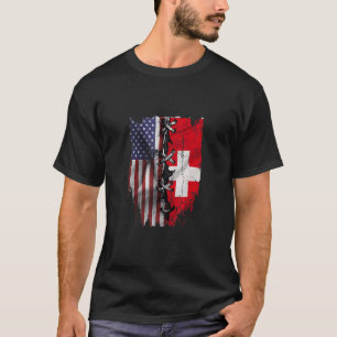 Camiseta Raízes Suíças Cultivadas nos EUA Bandeira da Suíça