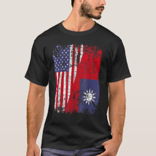 Camiseta Raízes Taiwanesas Meia Bandeira Americana Bandeira