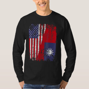 Camiseta Raízes Taiwanesas Meia Bandeira Americana Bandeira