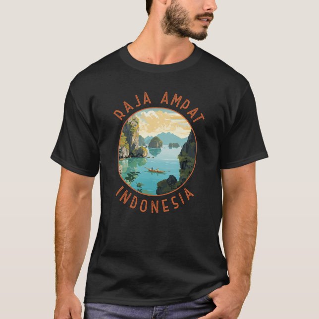 Camiseta Raja Ampat Indonésia Boat Circuito Retroafogado (Frente)