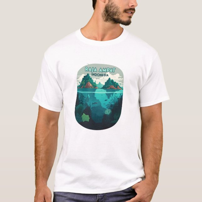 Camiseta Raja Ampat Indonésia Submarino Scuba Retro (Frente)