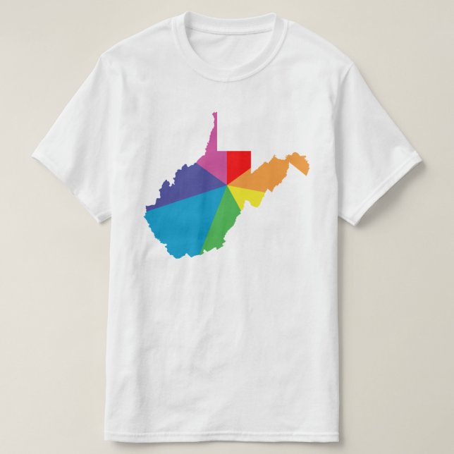 Camiseta rajada de cor da virgínia ocidental (Frente do Design)