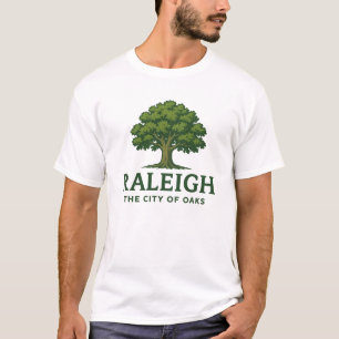 Camiseta Raleigh, cidade de Oaks - Árvore Clássica de Oak d